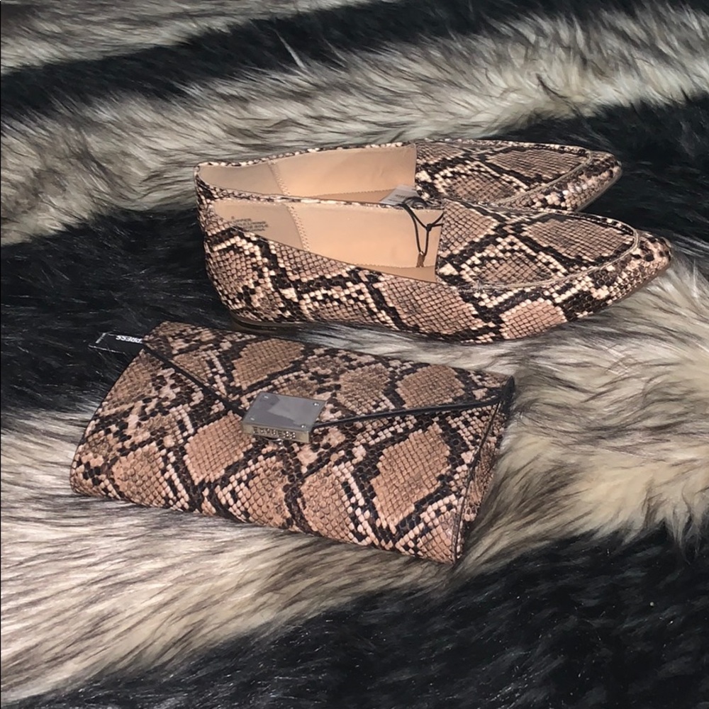Brand New Express Brown Snake Skin Clutch w/ Tag